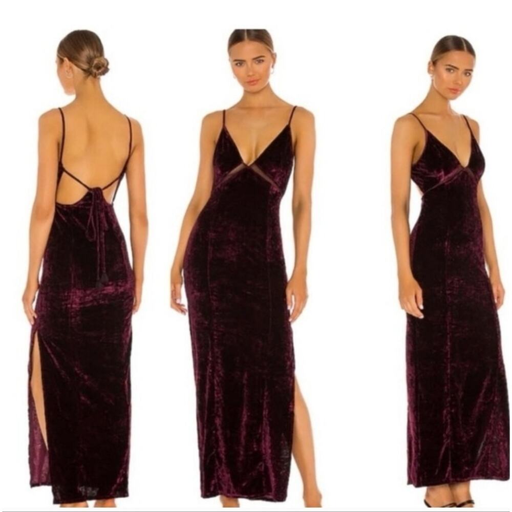 Free People Low Key Crushin Velvet Dress in Pomegranate Wine - Picture 1 of 8